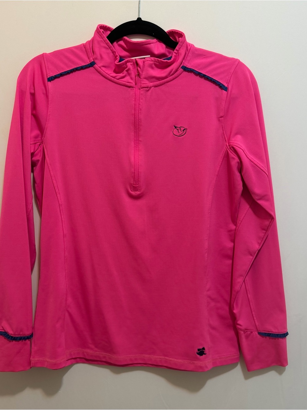 Women’s Hot Pink Long Sleeve Half-Zip Performance Top with logo